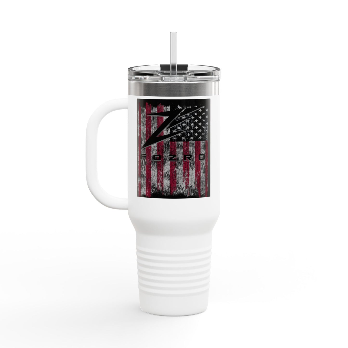 Patriotic Insulated Travel Mug - 40oz with FOZRO American Flag Design